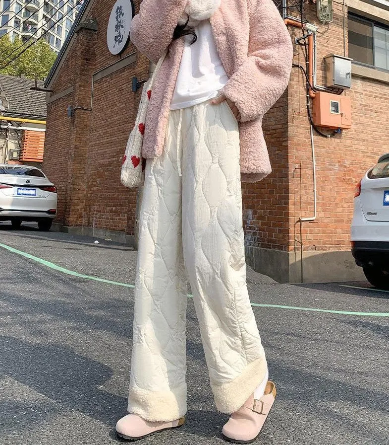 Beige Quilted Fleece Jogger