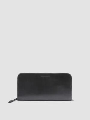 BERGE’ 01 - Black Zip Around Leather Wallet