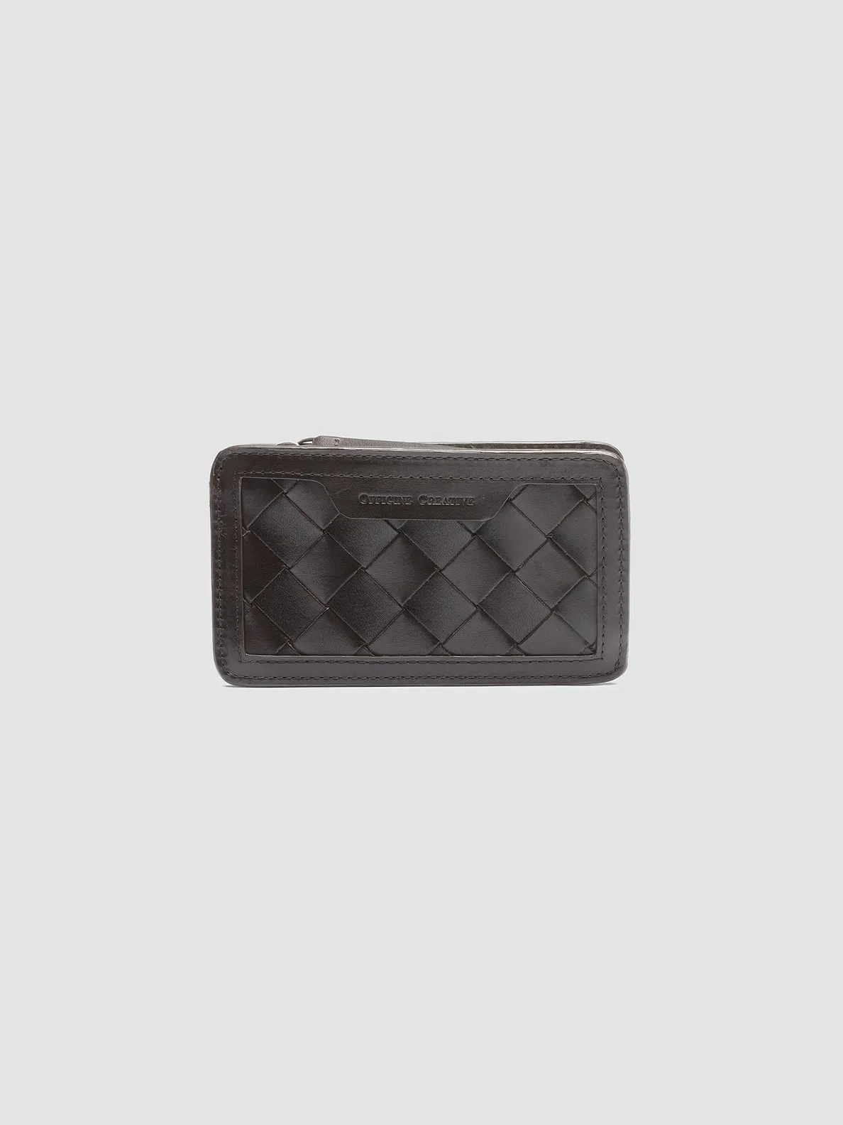 BERGE’ 103 - Brown Woven Leather Card Holder