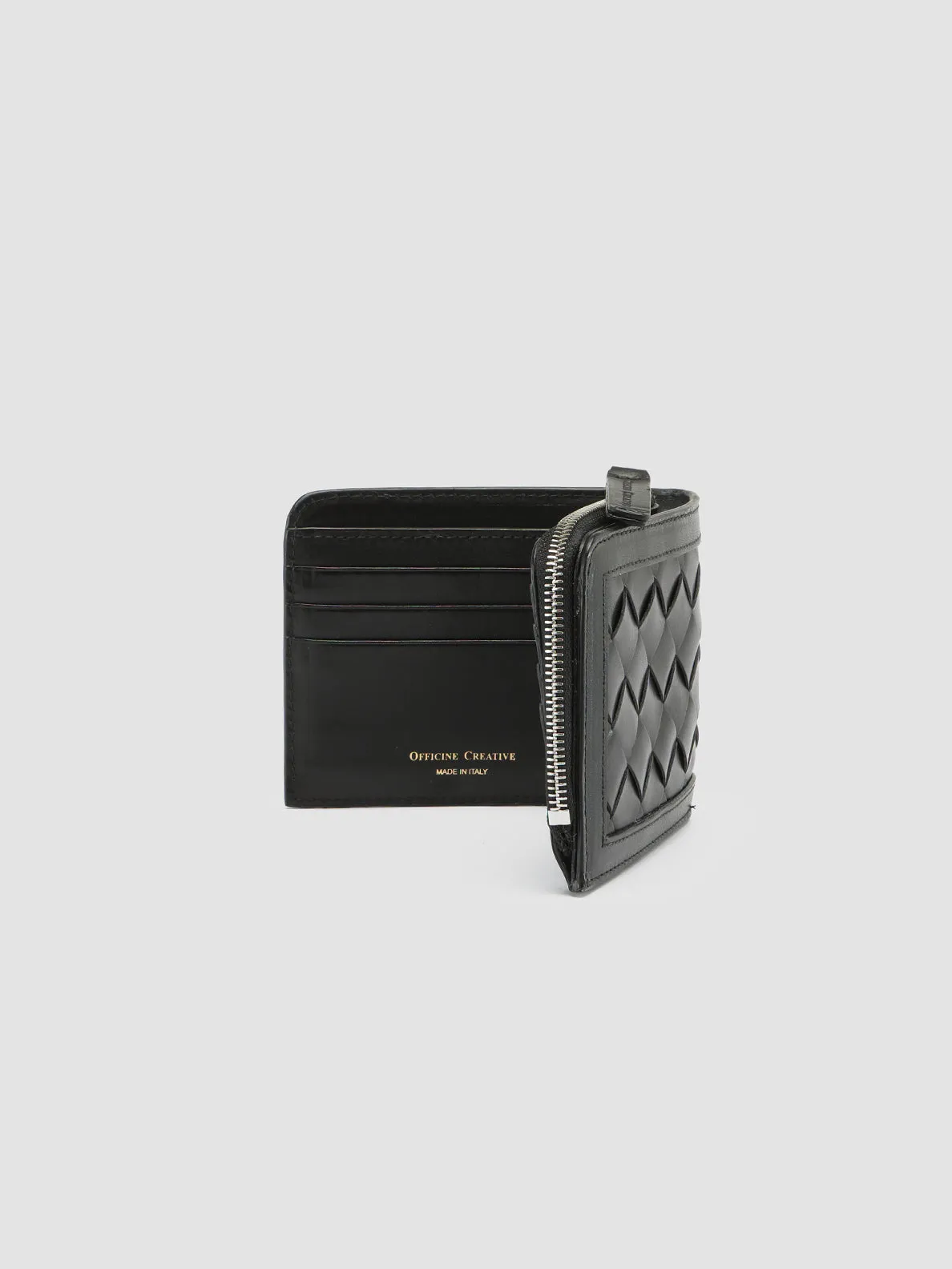 BERGE’ 104 - Black Woven Leather Bifold Wallet