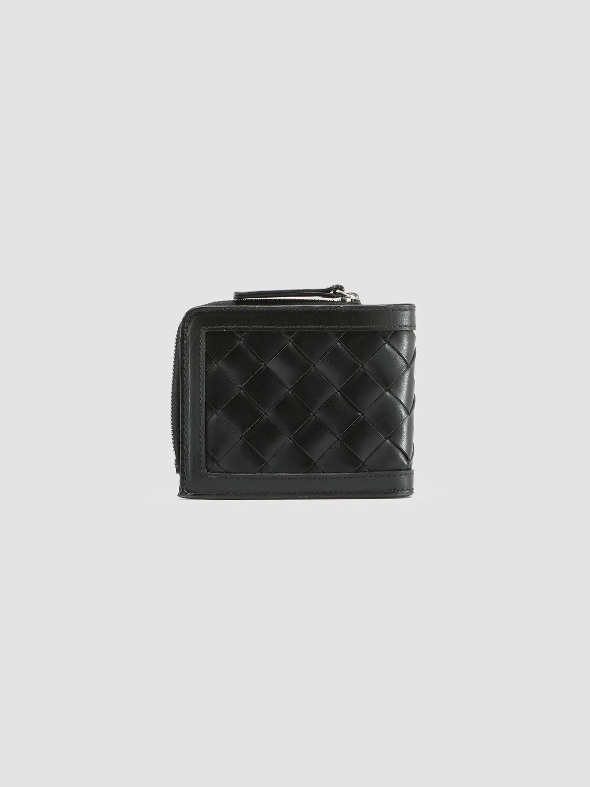 BERGE’ 104 - Black Woven Leather Bifold Wallet
