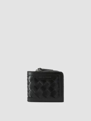 BERGE’ 104 - Black Woven Leather Bifold Wallet