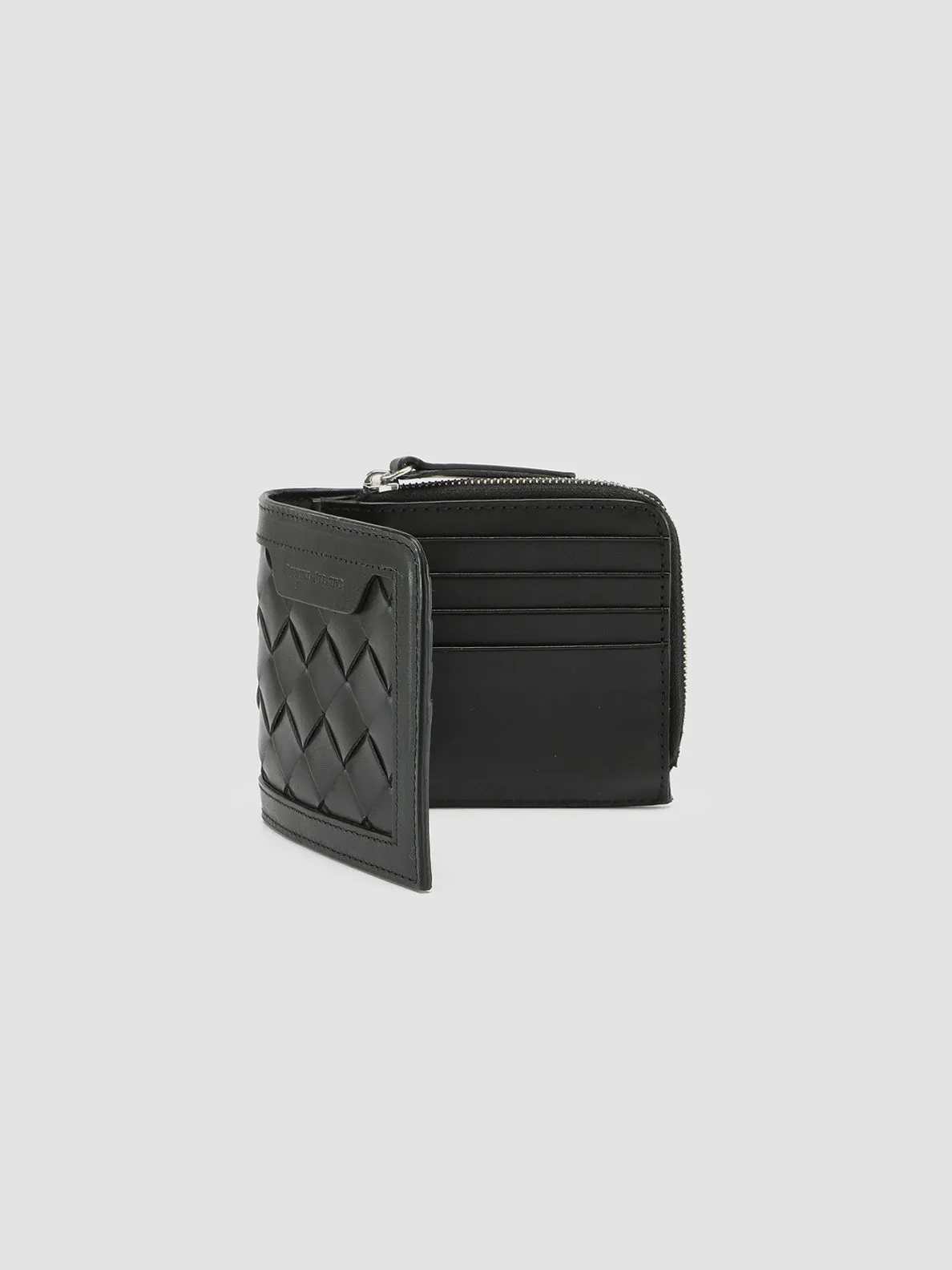 BERGE’ 104 - Black Woven Leather Bifold Wallet