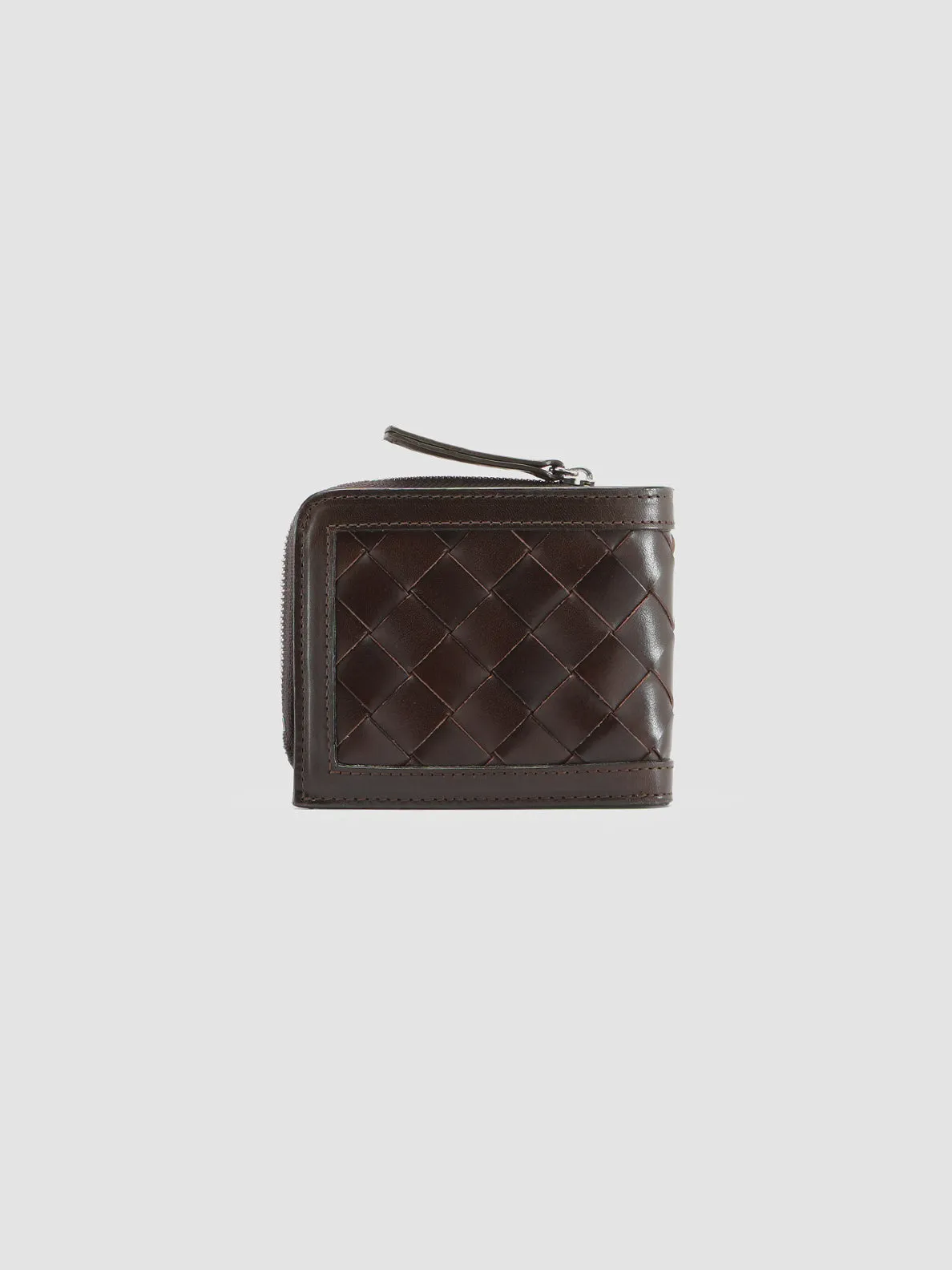 BERGE’ 104 - Brown Woven Leather Bifold Wallet