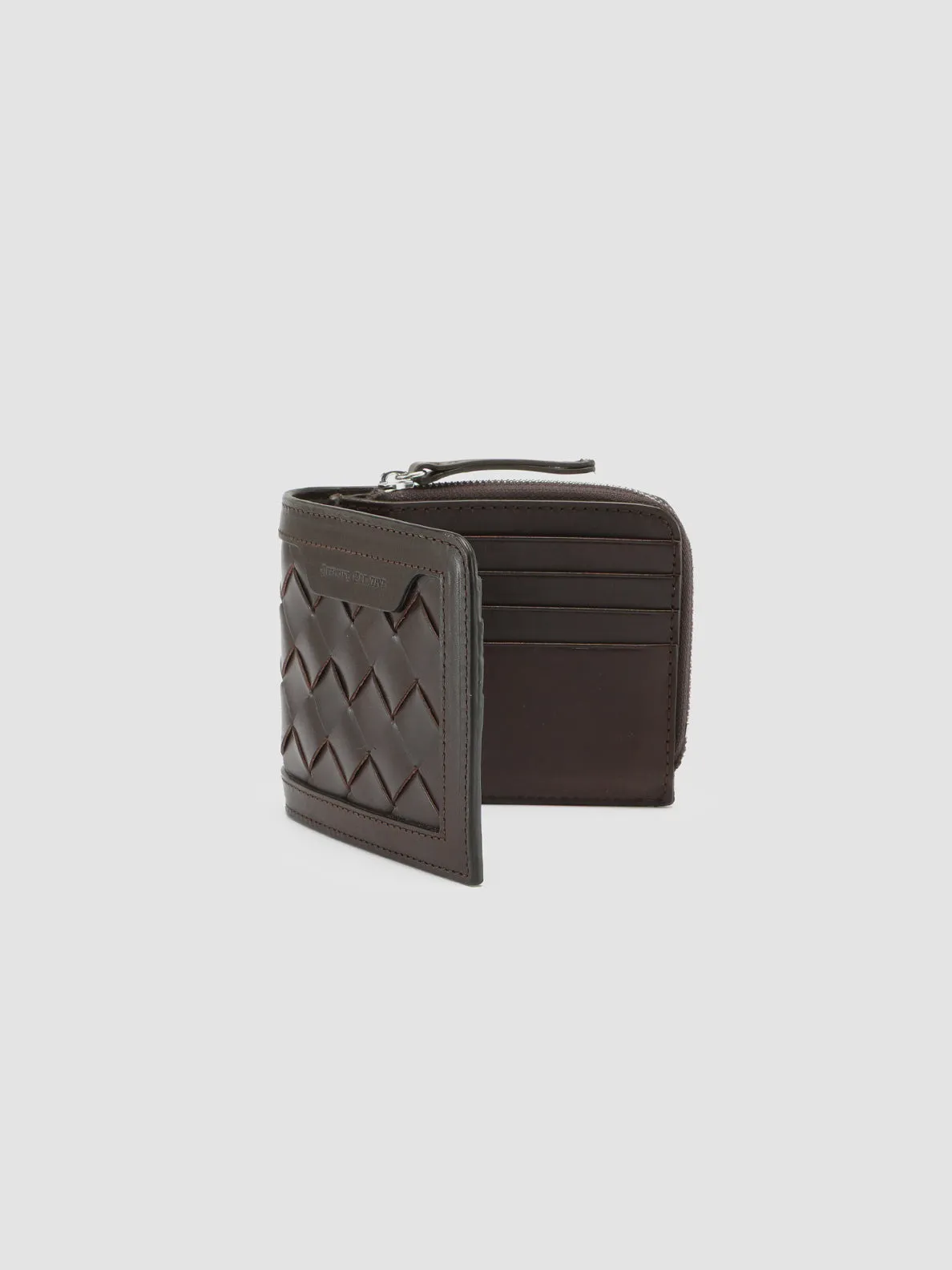 BERGE’ 104 - Brown Woven Leather Bifold Wallet