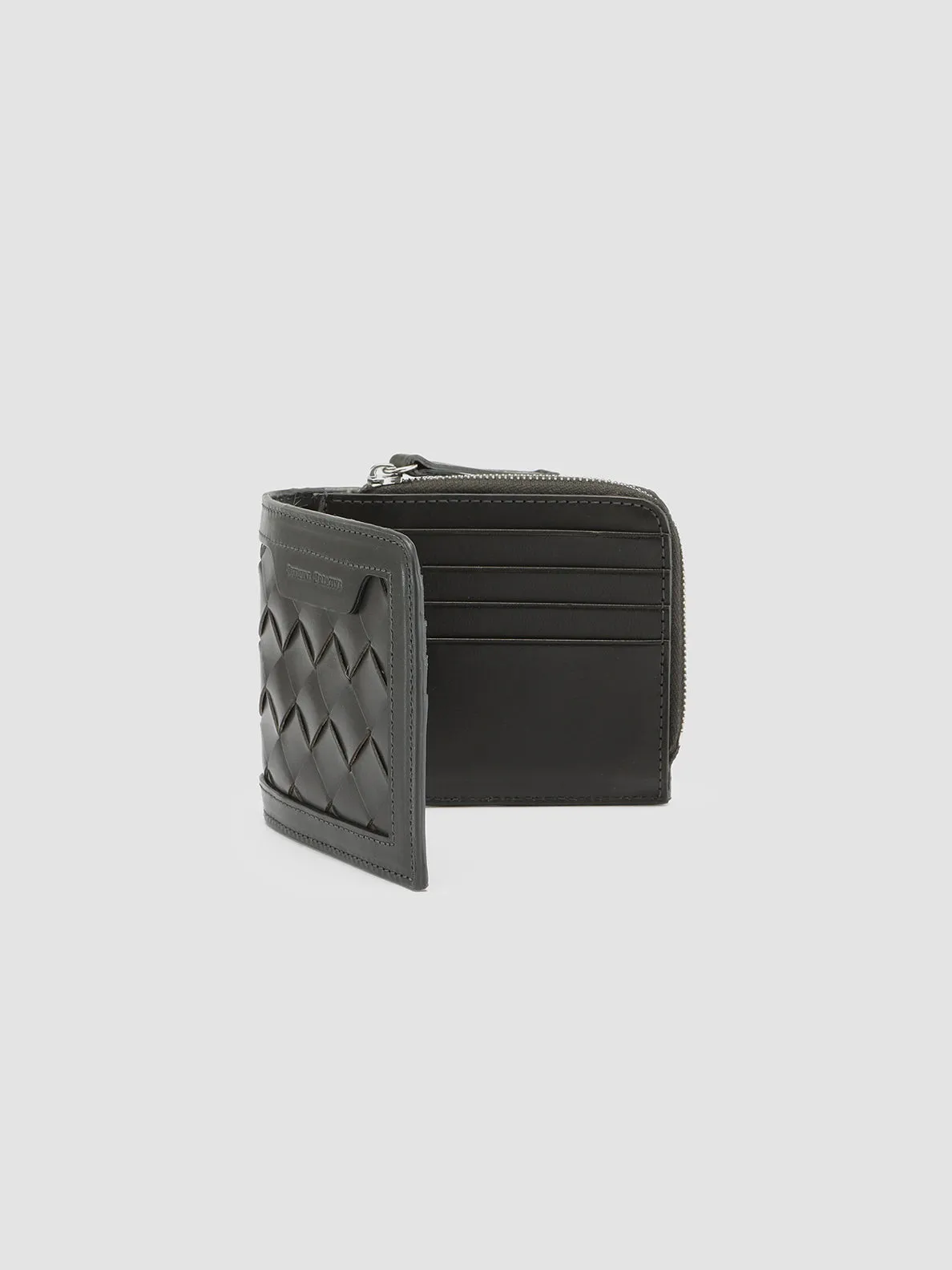 BERGE’ 104 - Grey Woven Leather Bifold Wallet
