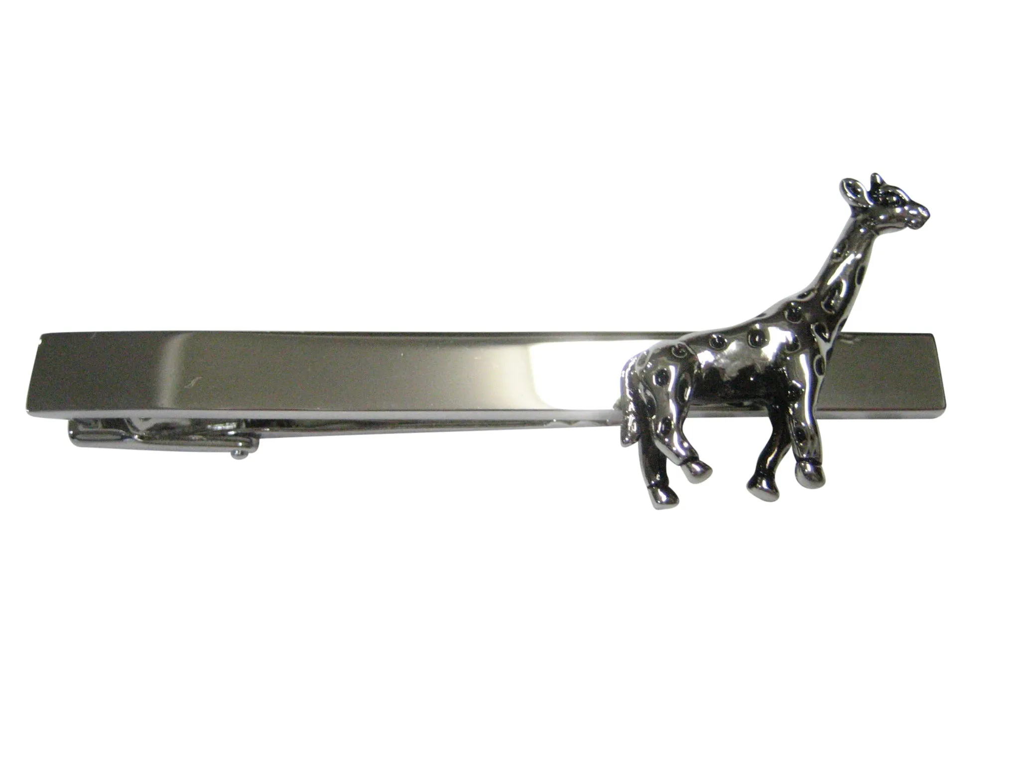 Black and Silver Toned Giraffe Tie Clip