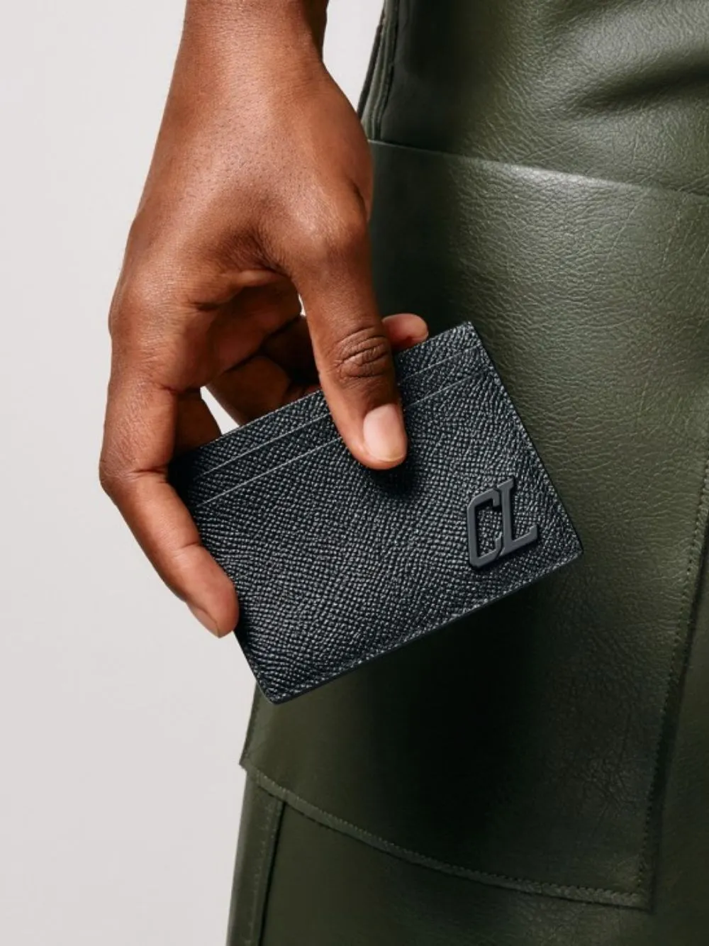 Black Groovy Calf Leather Card Holder