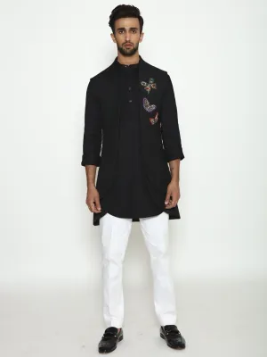 Black Layered Quilted Cape