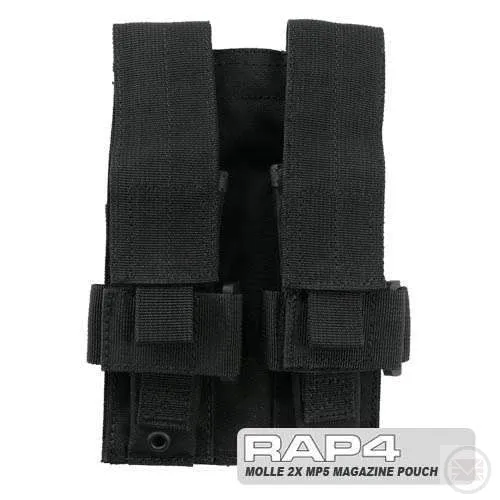 Black MOLLE 2X MP5 Magazine Pouch - Fits TiPX Mags