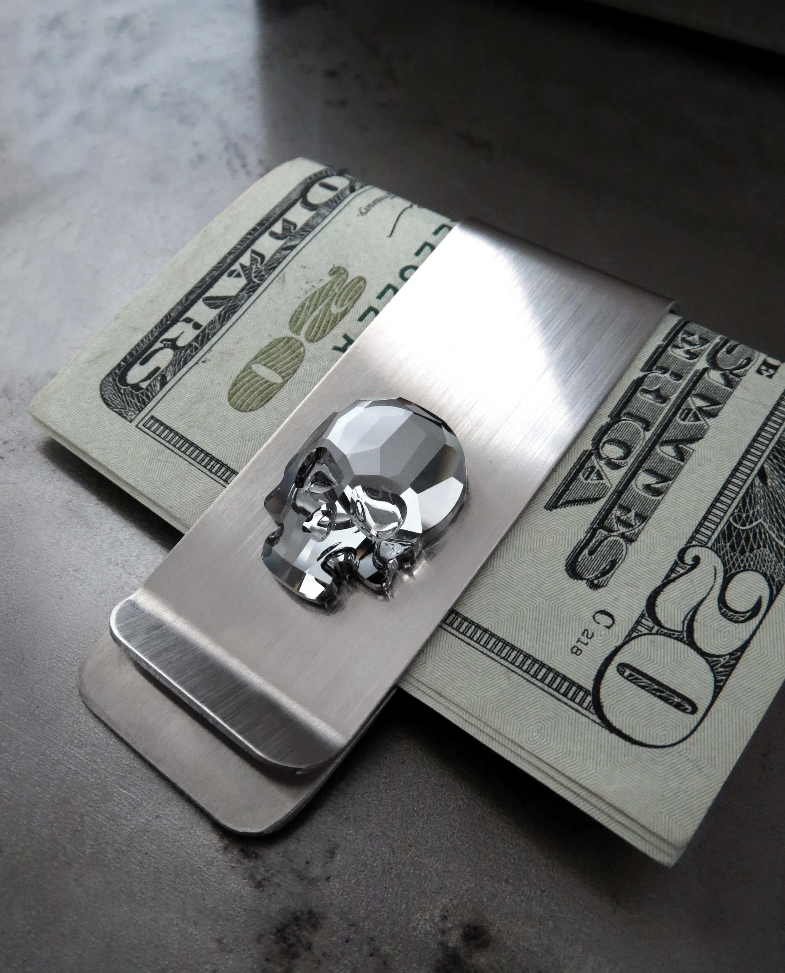 Black Skull Money Clip - Black Night Crystal