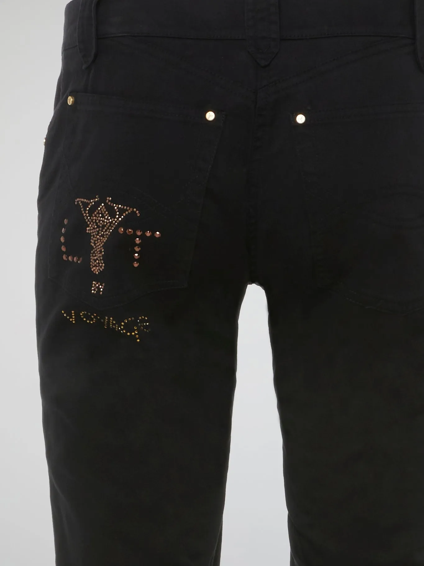 Black Studded Straight Leg Jeans