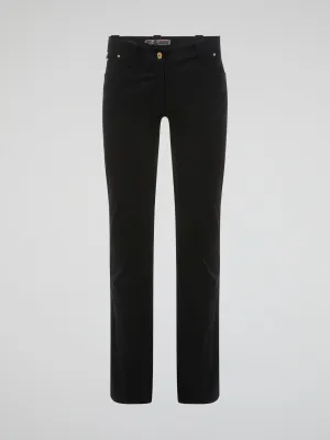 Black Studded Straight Leg Jeans