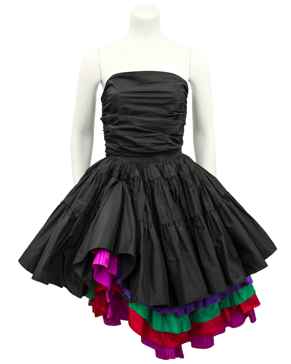 Black Taffeta Bustier, Skirt and Floral Jacket
