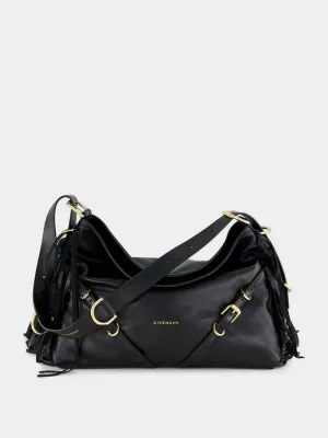 Black Voyou Medium Shoulder Bag with Fringes