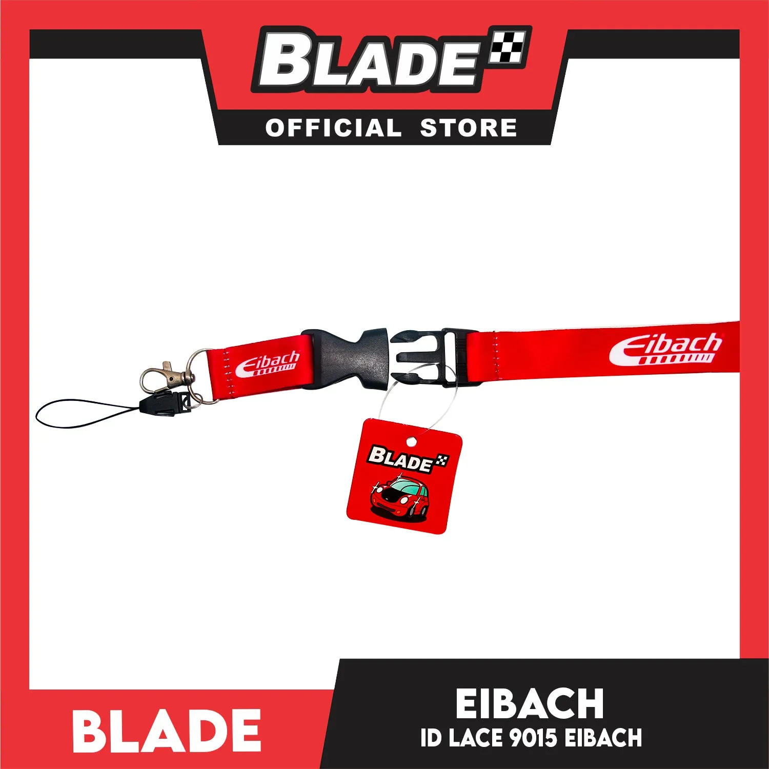 Blade ID Lace Eibach Car Accessory Fabric Lanyard Neck Strap Detachable Clip 9015 (Red)