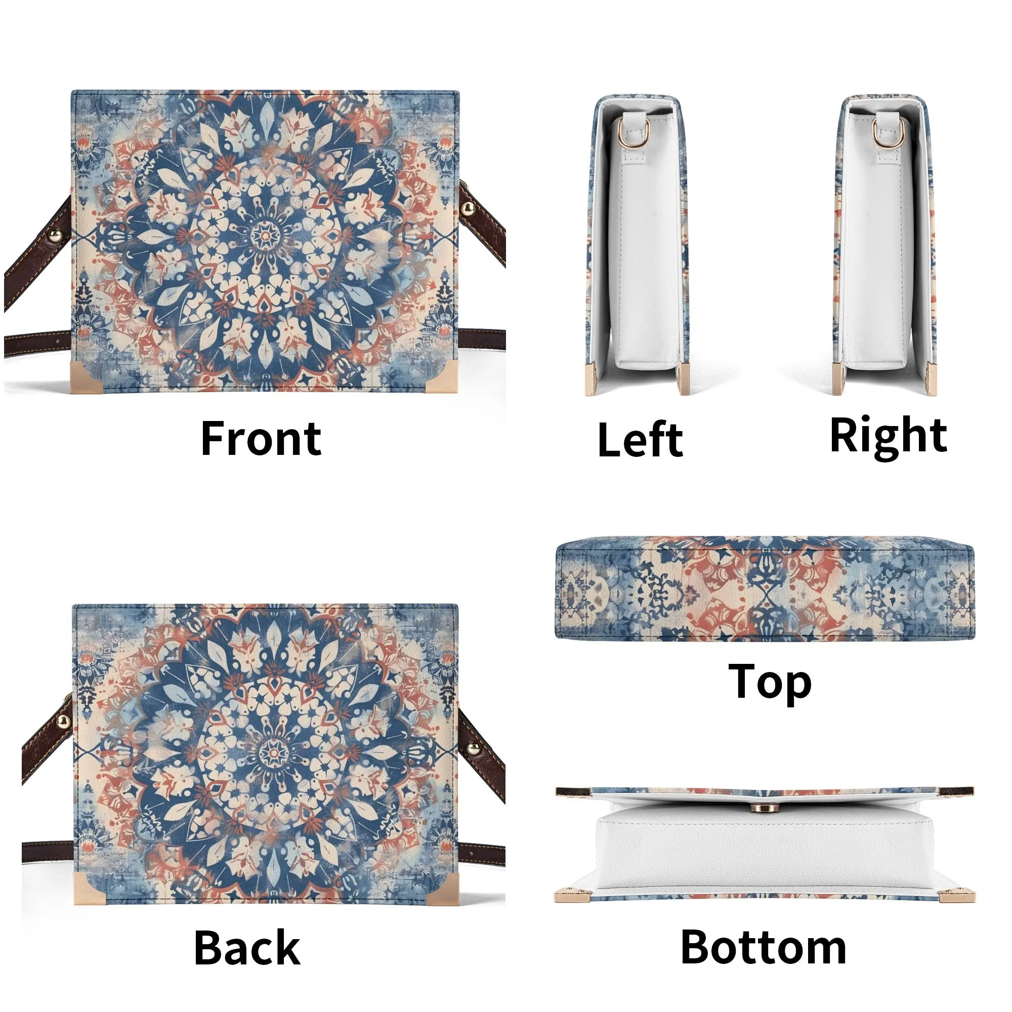 Blue Floral Mandala Bible Cover Purse – Americana-Inspired Boho Style Crossbody in Red White and Blue