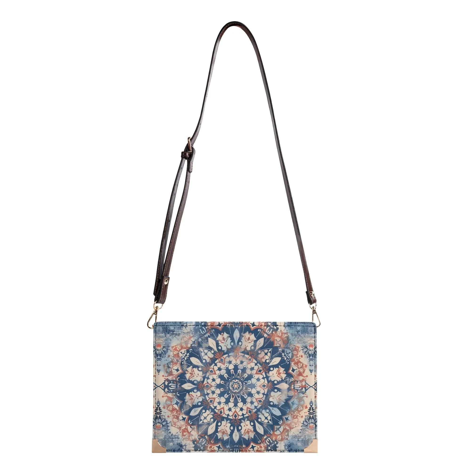 Blue Floral Mandala Bible Cover Purse – Americana-Inspired Boho Style Crossbody in Red White and Blue