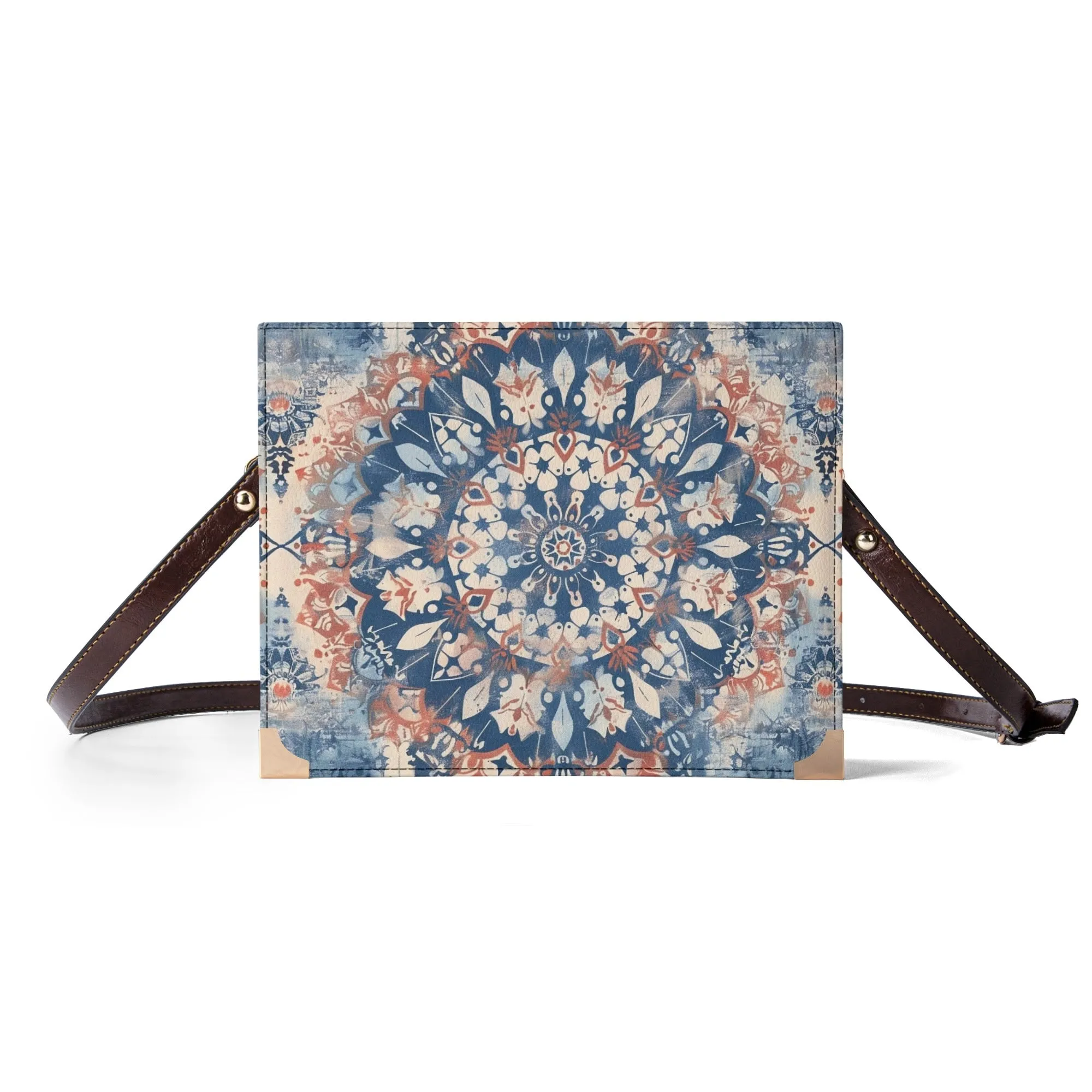 Blue Floral Mandala Bible Cover Purse – Americana-Inspired Boho Style Crossbody in Red White and Blue