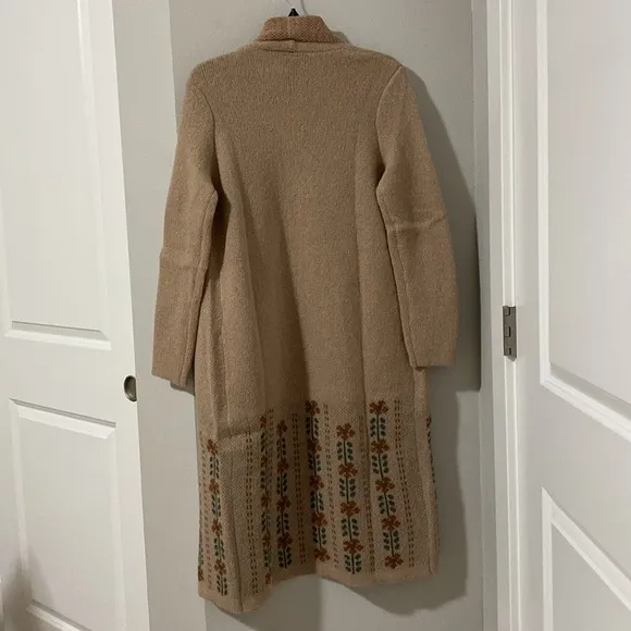 Bobeau Floral Shawl Collar Longline Cardigan