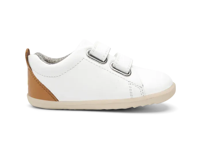 Bobux Step Up Grass Court - White   Caramel
