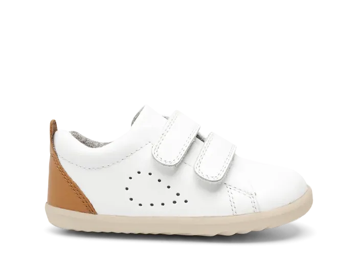 Bobux Step Up Grass Court - White   Caramel