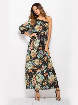 Bohemian One-shoulder Print Dress