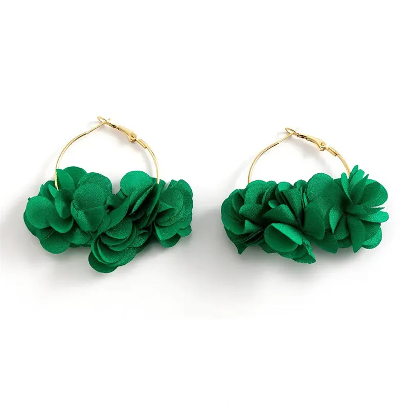Bohemian Style Rose Petal Hoop Earrings for Women