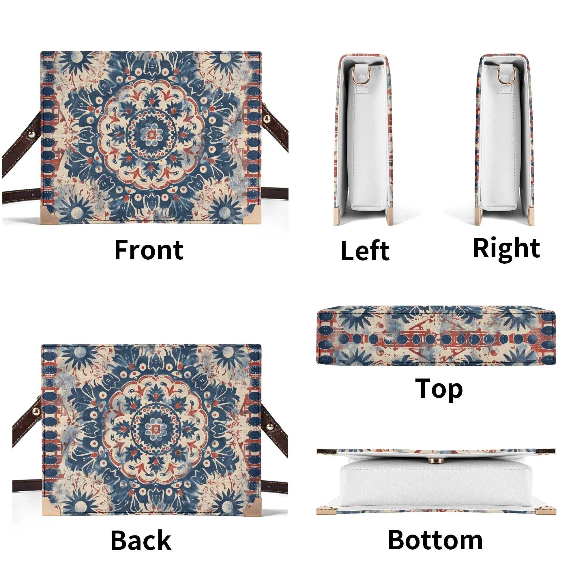 Boho Floral Mandala Bible Cover Purse – Blue & Red Vintage Style Crossbody Shoulder Bag