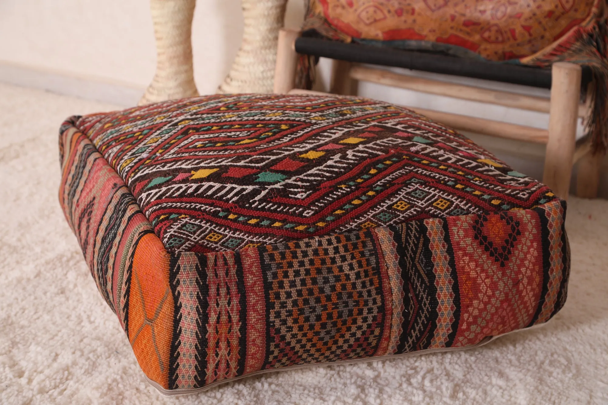 Boho handmade moroccan pouf ottoman