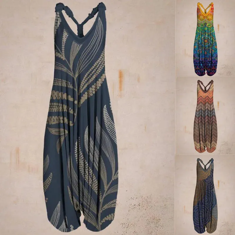 Boho Luxe™ | Women's Bohemian Jumpsuit | Halter Neck, Loose Fit, Full Length Harem Style