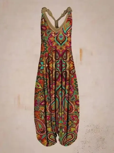 Boho Luxe™ | Women's Bohemian Jumpsuit | Halter Neck, Loose Fit, Full Length Harem Style