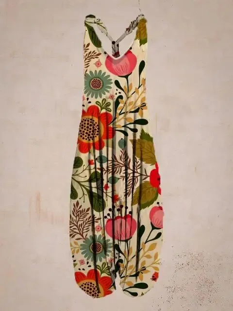 Boho Luxe™ | Women's Bohemian Jumpsuit | Halter Neck, Loose Fit, Full Length Harem Style