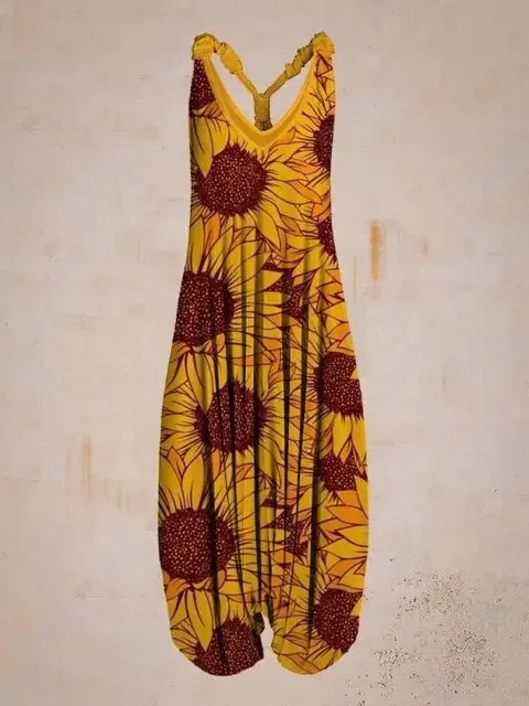 Boho Luxe™ | Women's Bohemian Jumpsuit | Halter Neck, Loose Fit, Full Length Harem Style