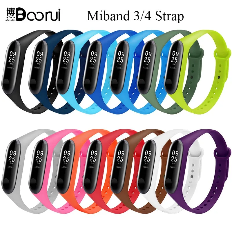 BOORUI Mi Band 3 4 Strap wrist strap for Xiaomi mi band 3 4 Silicone Miband 3 4 accessories  pulsera correa Mi 3 replacement