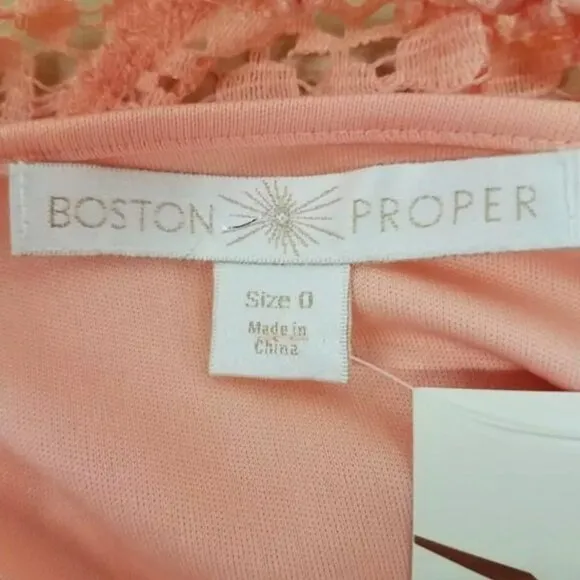 Boston Proper Peasant Flare Sleeve Crochet Dress Romantic Creamsicle Women's 0