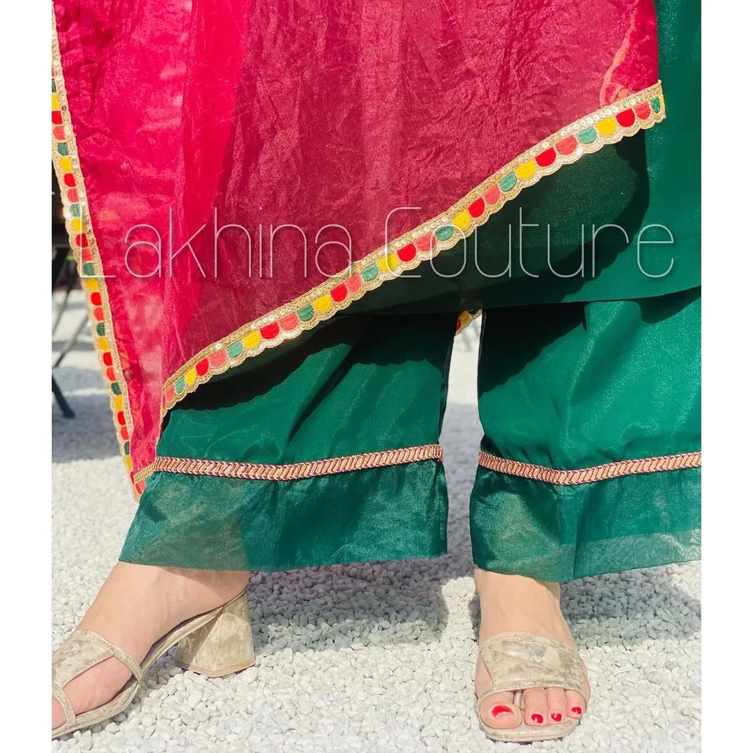Bottle Green Embroidered Suit