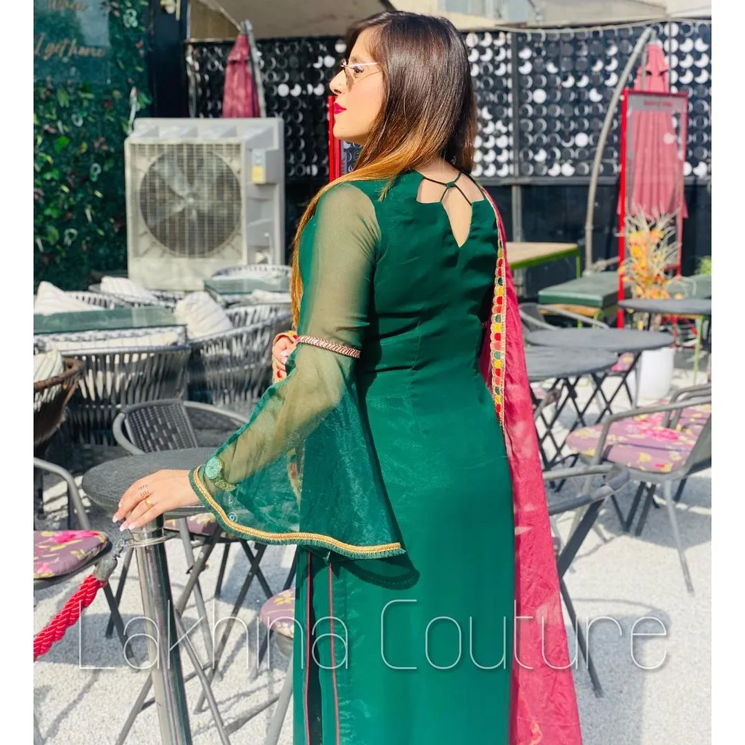 Bottle Green Embroidered Suit