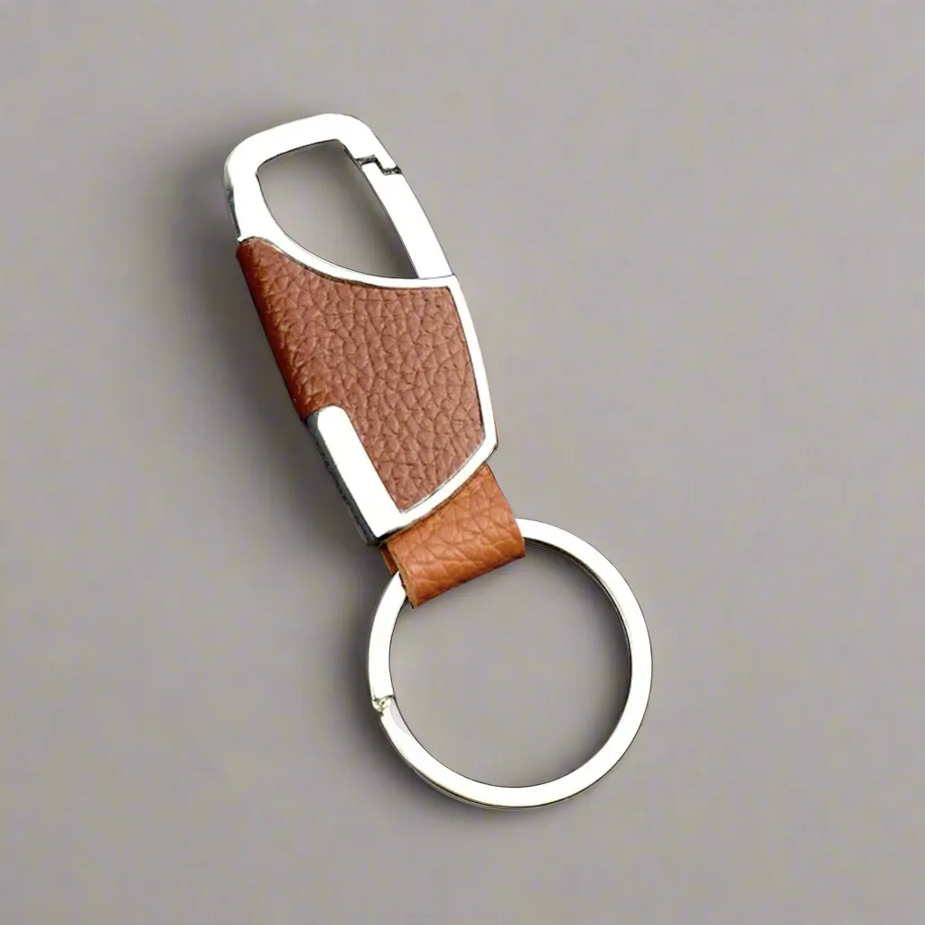 Brown Sleek Keychain With Clip
