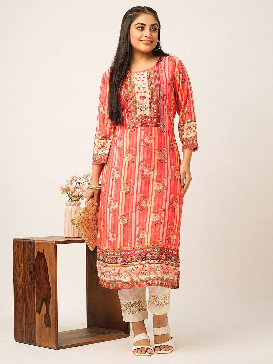 Buy Coral Comfort Fit Muslin Kurta for women online India - Zola