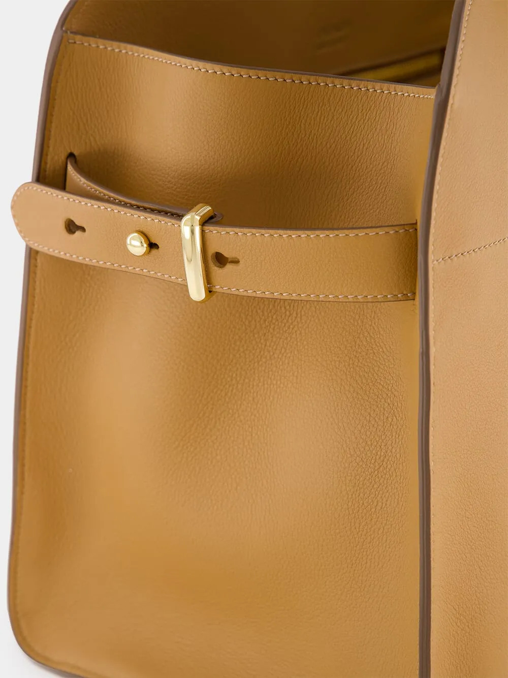 Caramel Large Leather Tote Bag with Buckles