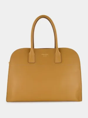 Caramel Large Leather Tote Bag with Buckles