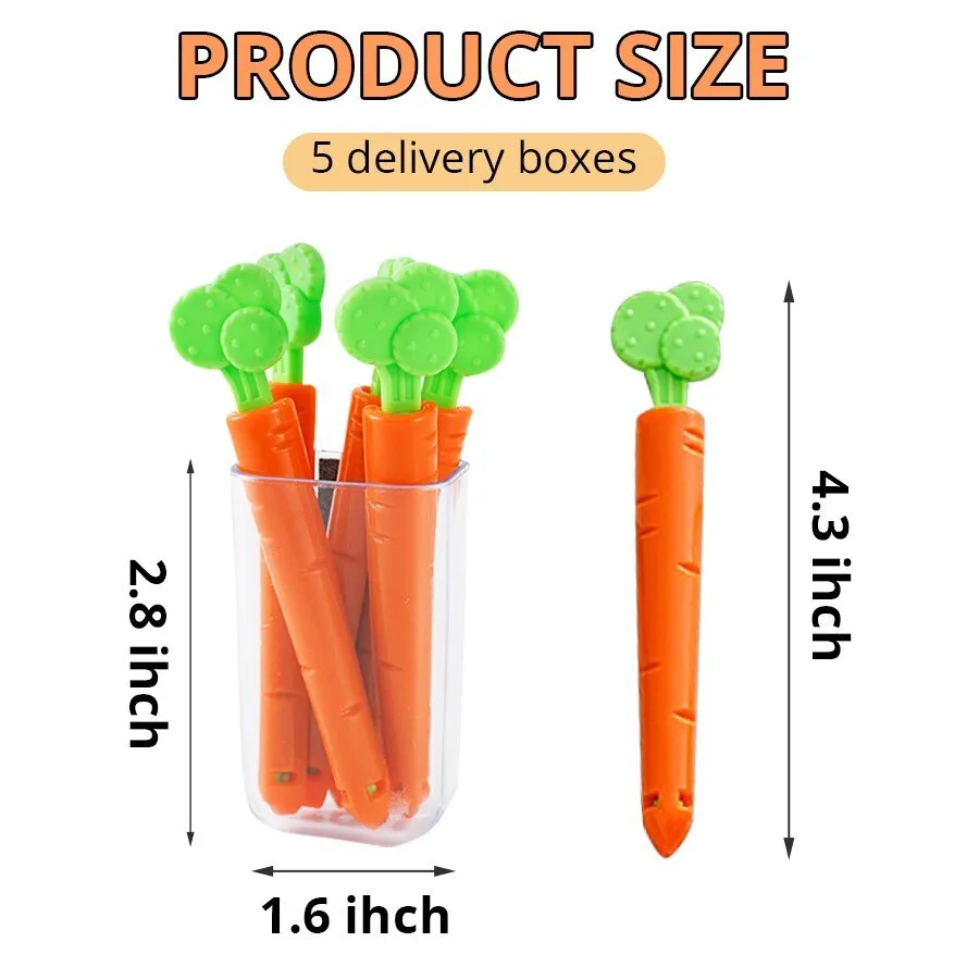 Carrot Top Magnetic Food Clips for Freshness, 5-Piece Set