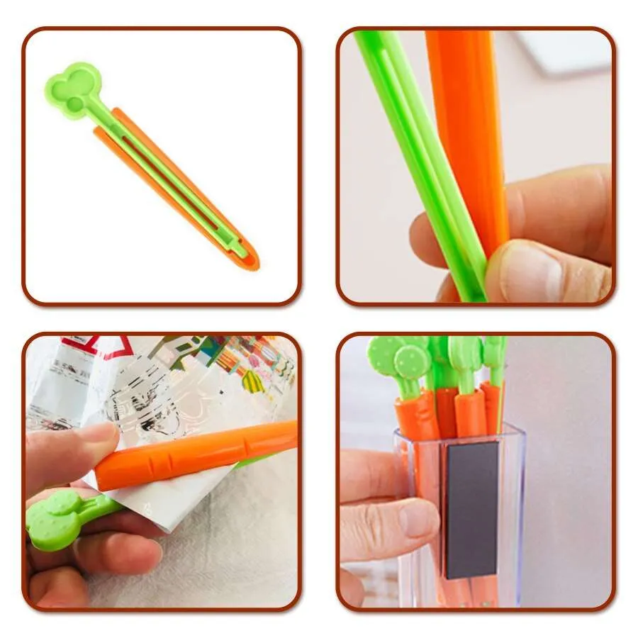 Carrot Top Magnetic Food Clips for Freshness, 5-Piece Set