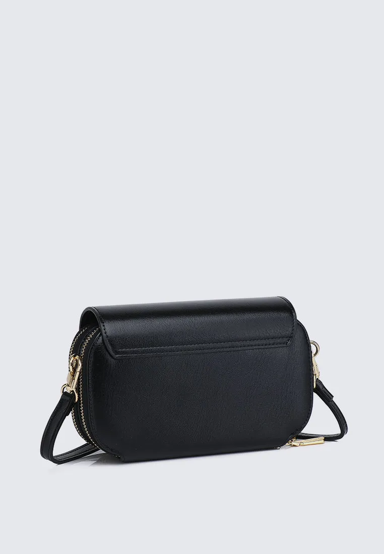 Cher Cher Double Zipper Sling Pouch (Black)