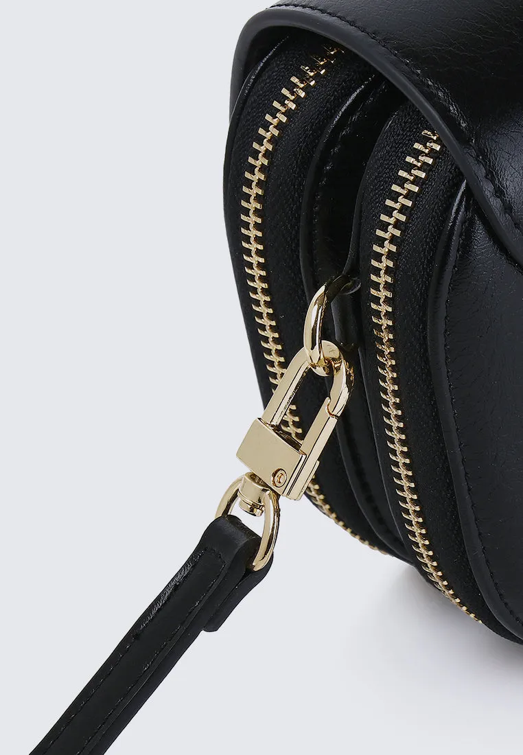 Cher Cher Double Zipper Sling Pouch (Black)