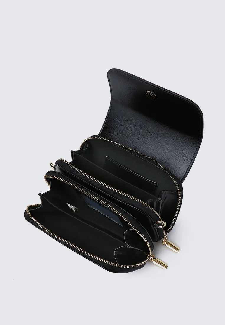 Cher Cher Double Zipper Sling Pouch (Black)