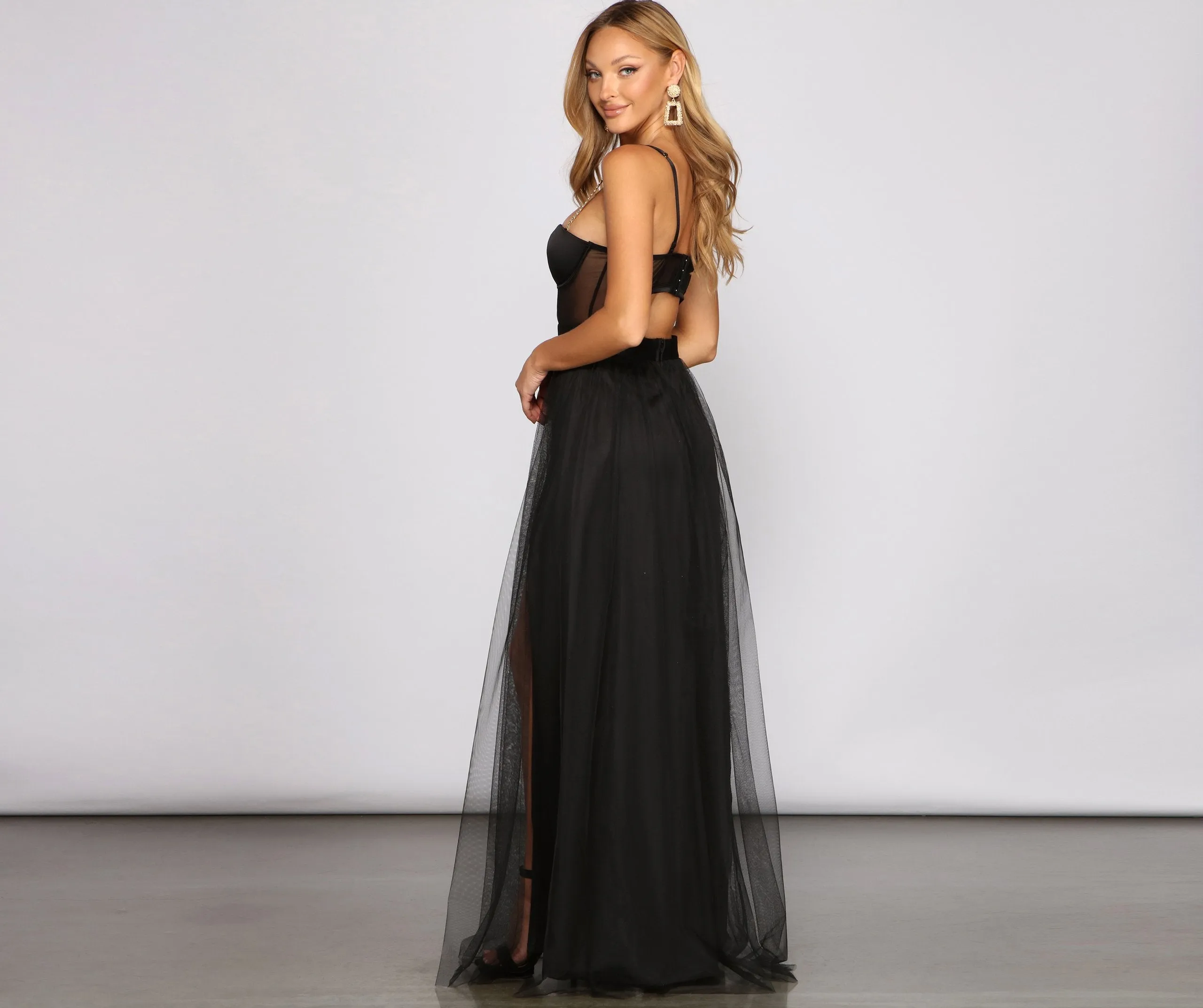 Cintra Mesh Stylish Tulle Bustier Gown
