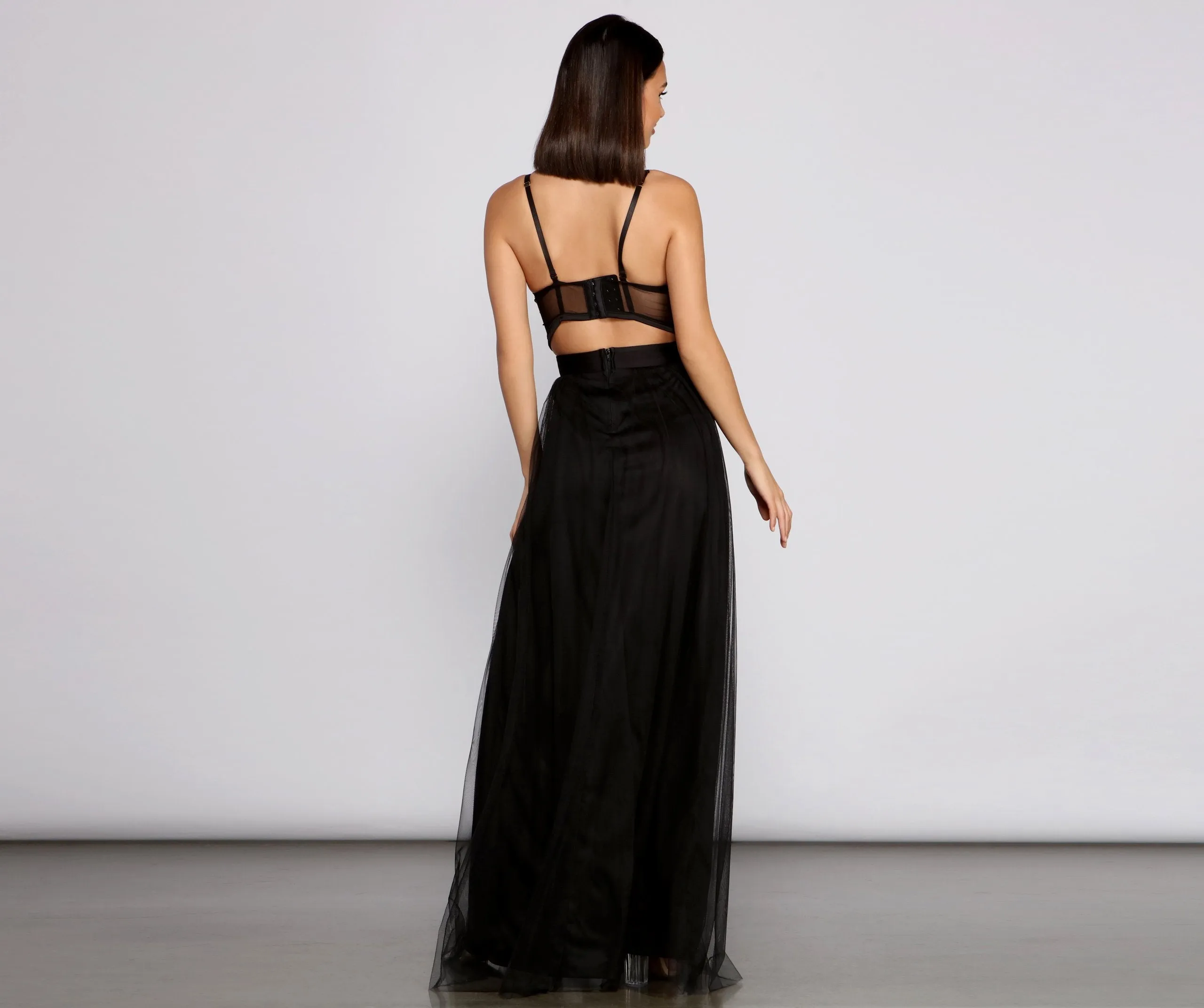 Cintra Mesh Stylish Tulle Bustier Gown