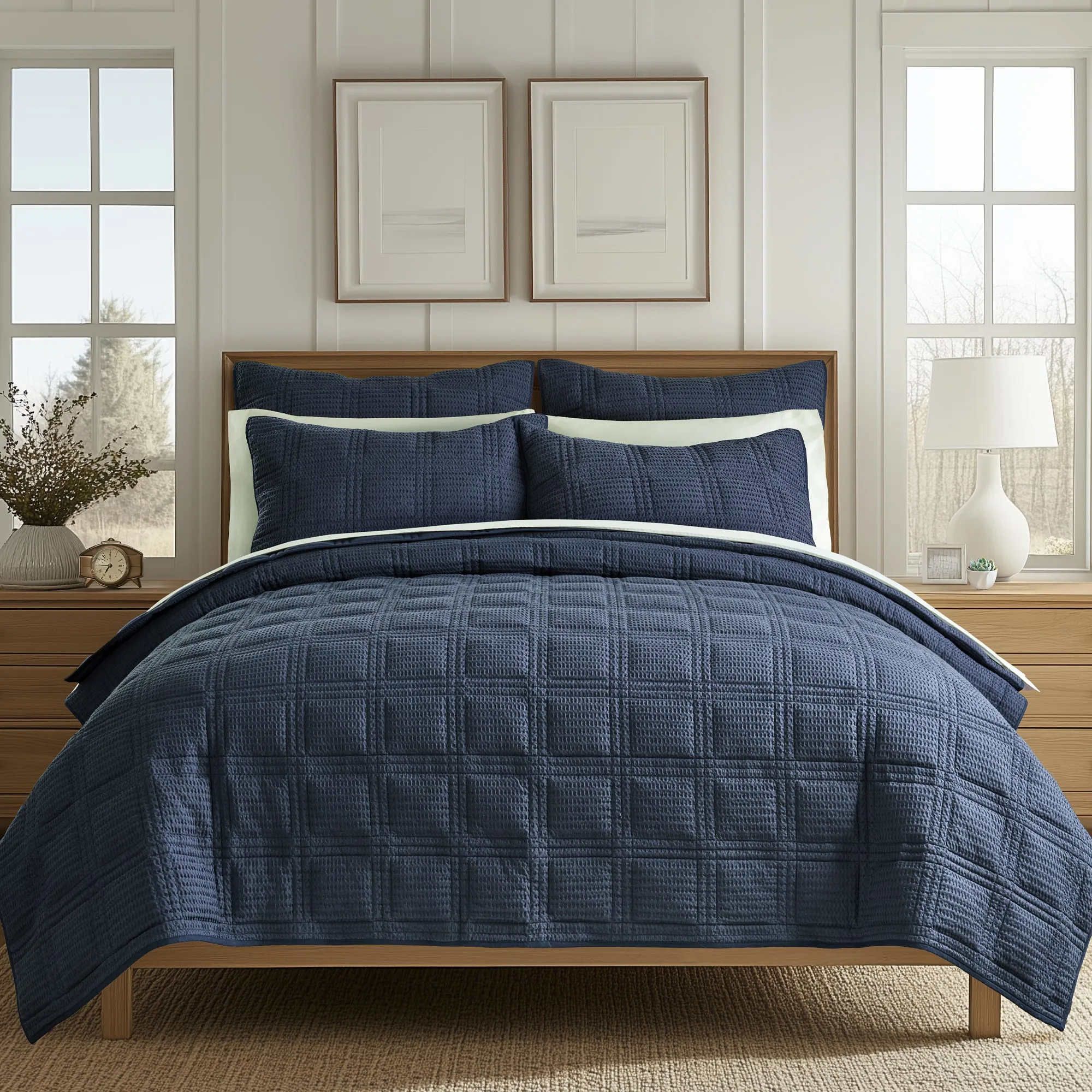 Cloud Waffle Quilted Euro Sham Set of 2